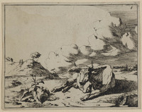 TvB G 0467
<br/>
liggende koe (met de kop naar de toeschouwer)
<br/>
<em>Bije, Marcus de (1639-ca. 1690)</em>